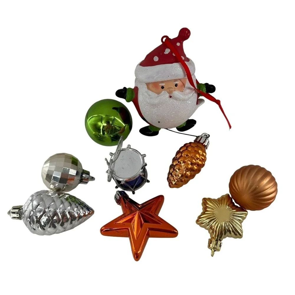 Lot Of 9 Santa‎ Claus Christmas Ornament Holiday Decorations Shatterproof